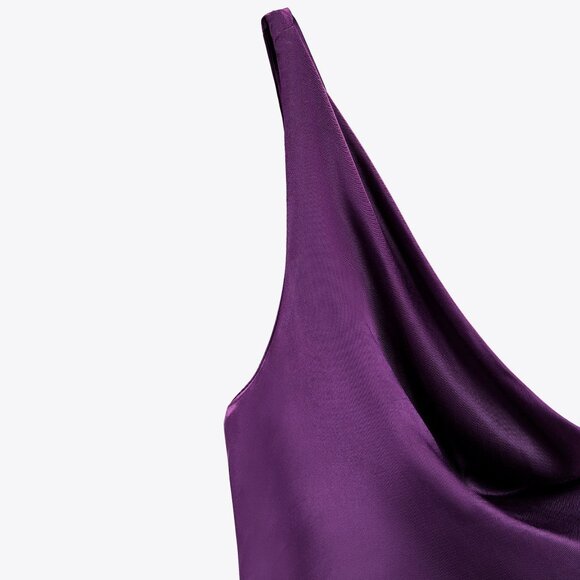 Zara  NWOT Satin One Shoulder Draped Top - Picture 4 of 7